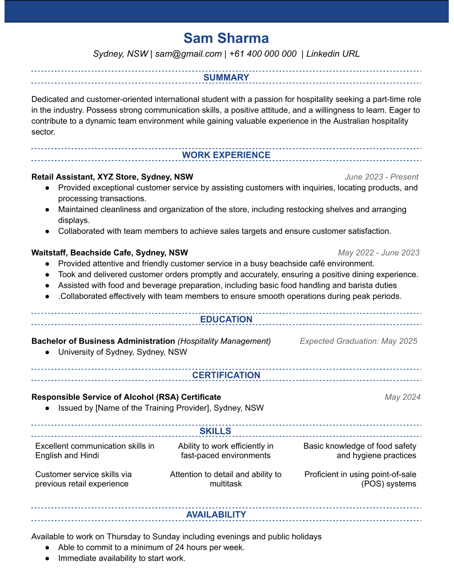 Australian Resume and Cover Letter Template